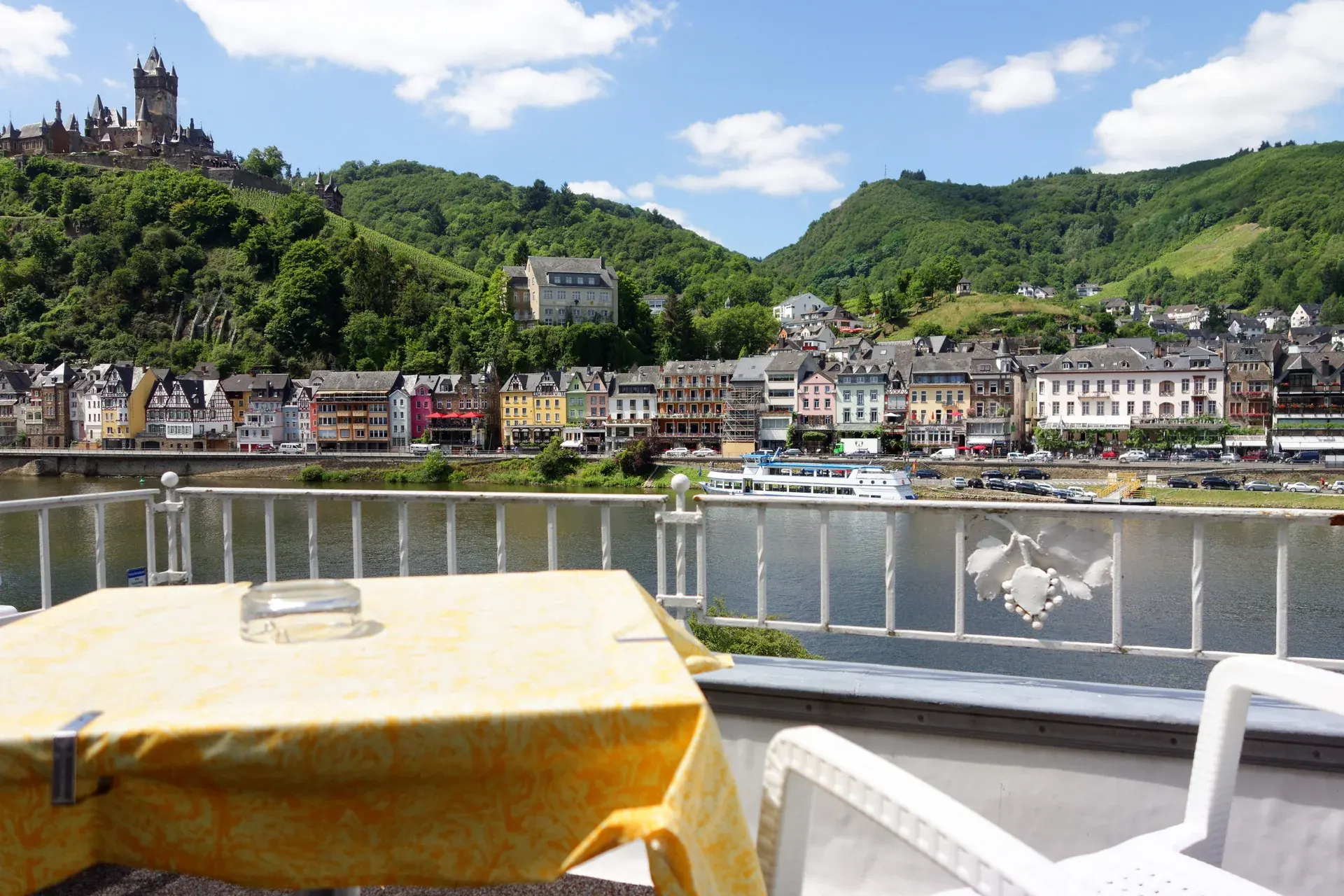 View from the property over the Moselle, Cochem and Reichsburg Castle